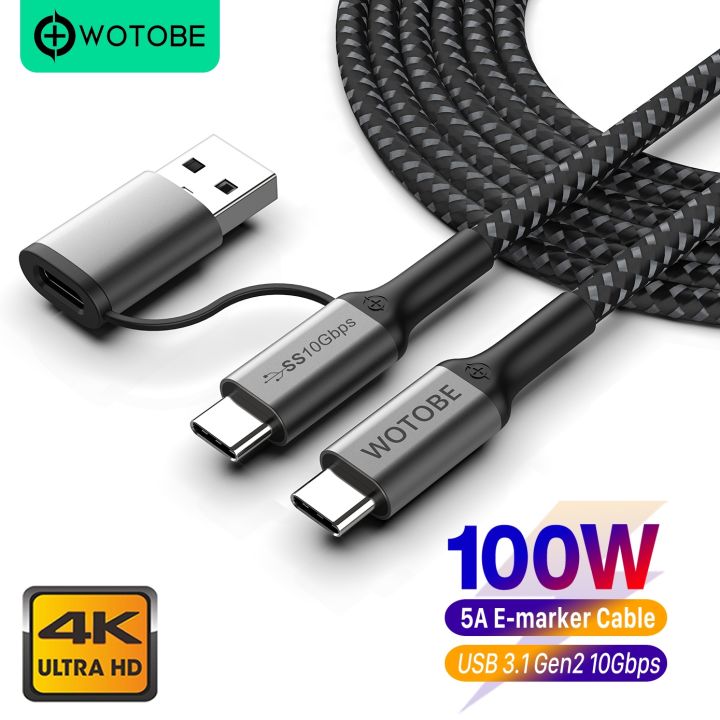 USB C to USB C Cable 100W, WOTOBE LED Display Type-C 5A E-Mark Fast