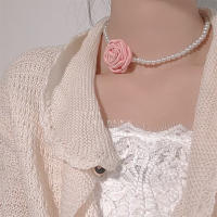 Trendy Wedding Jewelry Fashionable Pearl Necklace Colorful Flower Necklace Vintage Wedding Jewelry Stylish Ladies Necklace