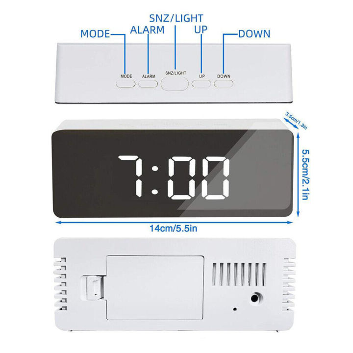 hotwmirror-นาฬิกาปลุก-led-wecker-digital-usb-alarmwecker-funk-uhr-matischuhr-spiegel-reloj-despertador-wall-decor