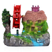 BLENASHOP Aquarium Landscape Stone House Water Wheel Model สำหรับตกแต่งตู้ปลาปลาทอง