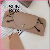 SUN BOX สะดวกสบายๆ หนังพียู แบบพกพาได้ กระเป๋าใส่แว่นตา กล่องใส่แว่นตา เคสลายแว่นตา ปลอกหุ้มป้องกัน ถุงเก็บแว่นกันแดด