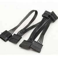 Pz 1ชิ้นสาย18awg 4pin สำหรับฮาร์ดไดรฟ์ Ide Molex ถึง5พอร์ต15pin Sata สายสายไฟตะกั่วฮาร์ดดิสก์ Ssd พีซีเซิร์ฟเวอร์ Diy ร้อน