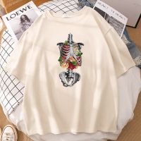 Bones And Botany Skeleton Prints Men T Shirts Street Tee Clothes Creativity Aesthetic Man Gildan