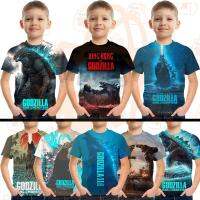 TX (3-14Y) เสื้อยืดเด็กแบบแฟชั่น Godzilla เสื้อเด็กแขนสั้นลาย3D ชุดลำลองสำหรับเด็กชายเด็กหญิง