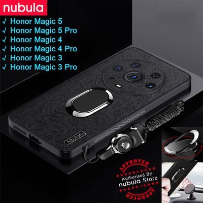 NUBULA For Honor Magic5 Pro | Magic 3 Pro | เคสผิวเปลือกไม้หนังสัมผัสหนัง Hp Magic 5 Pro เคสที่ยึดโทรศัพท์ในรถฟรีเคสกันกระแทกสายคล้องด้านหลังสำหรับ Honor Magic 5 Pro 3 4 Pro