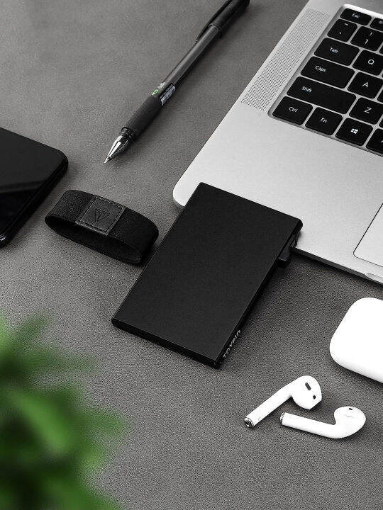 toyfid-pop-up-minimalist-card-wallet-for-men-rfid-blocking-protection-amp-ultralight-aluminum-silm-credit-card-holder-with-cash-band-black