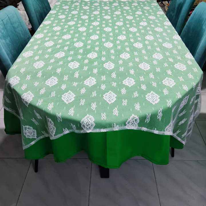 Green Oval Table Cloth With Lace Green Lace Table Cover Plain Green