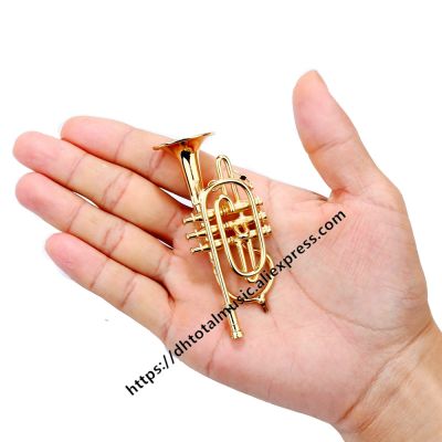 Dh Miniature Cornet Model Mini Musical Instrument Dollhouse Accessories Ornaments Birthday Christmas Gift Home decoration