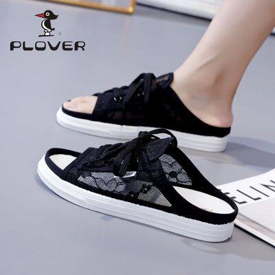 【Hot Sale】 PLOVER slippers womens all-match 2023 summer new beach sandals and lace half-support