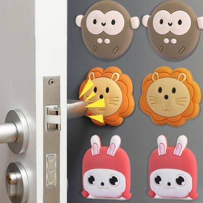 Cartoon Door Stopper Silicone Handle Bumpers Self-adhesive Wall Protector Mute Anti-Shock Stickers Wall Mat For Home Improvement Decorative Door Stops