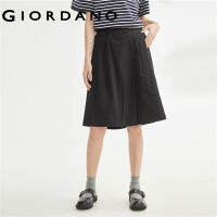 GIORDANO ผู้หญิง กางเกงผ้าฝ้ายยืดทอสีทึบจับจีบเอวกึ่งยางยืดลำลอง Free Shipping 05403324 105