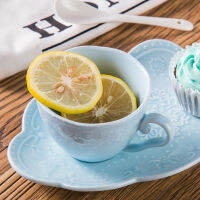 New Princess Style Basso-Relievo Lace Mug Ceramic Elegant Cup And Saucer Candy Color Coffee Cup Dessert Dish Dinnerware 3pcsset