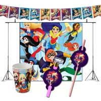 [HOT MAKXJWIGO 542] Super Girl Birthday Party Decorations Game DC Hero High Superhero Theme Supplys Banner Cups For Kids