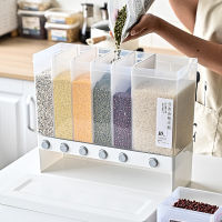 Kitchen Storage Cereal Dispenser Food Storage Container Dispenser Rice Bucket Multi Compartments Storage Box Grain Container