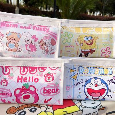 Lotso strawberry bear Patrick Star Doraemon Large Capacity Pencil case Cartoon Waterproof Student Stationery Bag