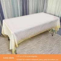 ✴๑♦ 137×274cm Tablecloth with Golden Dot Decoration Disposable Plastic Party Accessory for Banquet Wedding Birthday