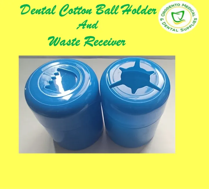 Orodento Dental Cotton Ball Holder + Waste Reciever Set Plastic Blue