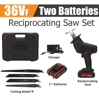 42V Cordless Reciprocating Saw Electric Saw with 4 Blades For Wood Metal Chain Saws Cutting Power Tool with 2 Battery
