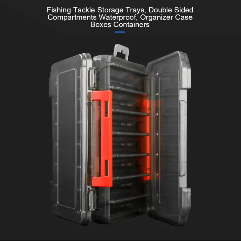 Outdoorbuy Double Sided 14/12 Compartments Fishing Tackle Boxes Fishing  Lure Box Organizer Fishing Bait Tackle Storage Case