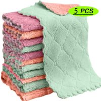 5pcs Household Cleaning Towel Dish Towels Mop Rag Absorb Water Utensils for Kitchen Accessories Napkin Non Stick Oil Microfiber Dish Cloth  Towels