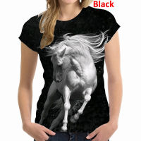 2023 new2023 New Fashion Womens Horse Printed Casual T Shirt Short Sleeve Tee