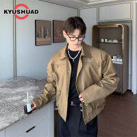 KYUSHUAD แจ็กเก็ตใส่ทำงานอเมริกาแบบย้อนยุคระดับไฮเอนด์สำหรับเสื้อคลุมสั้นคู่รักลำลอง