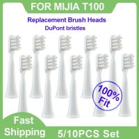 ♗✚ 5/10PCS XIAOMI MIJIA T100 Replacement Brush Heads Sonic Electric Toothbrush Vacuum DuPont Soft Bristle Suitable Nozzles