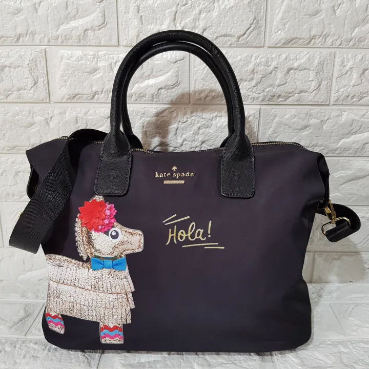 Kate Spade Lyla Horse Print Classic Nylon Weekender Bag Black Lazada PH