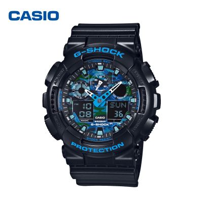 นาฬิกา Casio G-Shock รุ่น GA-100CB-1ADR นาฬิกาผู้ชายสายเรซิน สีดำ หน้าปัดสีน้ำเงิน - สินค้าของใหม่