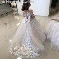 ● xianhaochen048906 Vestidos de festa casamento da menina flor vestido baile crianças pageant grande arco mangas compridas champanhe criança vestidos noiva novia