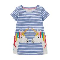 Little Maven New Girls Dresses Unicorn Appliques Baby Girls Cotton Clothes 7Years Childrens Clothing For Kids Party Dresses