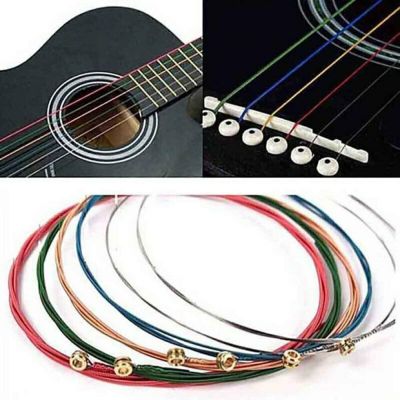 ：“{—— 6Pcs Rainbow Colorful Guitar Strings 1-6 E-A For Classical Classic Guitar Strings Classic Acoustic Folk Guitar Parts Accessories