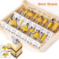 【CW】 12pcs 8mm Router Bit Set Trimming Straight Milling Cutter Wood Bits Tungsten Carbide Cutting Woodworking