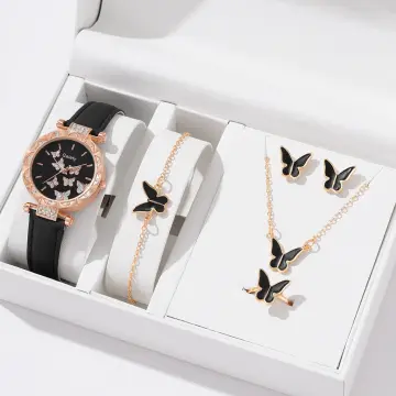 Watch earrings and necklace set hot sale