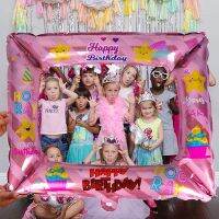 【DT】hot！ Feliz aniversário Photo Frame Props Decorações do partido Crianças 1 ° Foil Balões para Aniversário Booth 1Pc