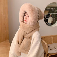 New Thickened Plush Cap Autumn Winter Scarf Gloves Hat One Womens Solid Color Outdoor Warm Cold Proof Essential Шапка Женская