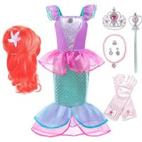 ZZOOI Girl Ariel Dress Kids Little Mermaid Costume Children Christmas Carnival Birthday Party Fancy Princess Outfit Summer Clothes