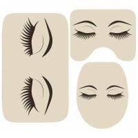 2021Stylish Rose Gold Glitter EyeLash Lashes Mat for Toilet Makeup Eyelash Bathroom Mat Set 3PCS Bath Shower Room Carpet Rug Cover