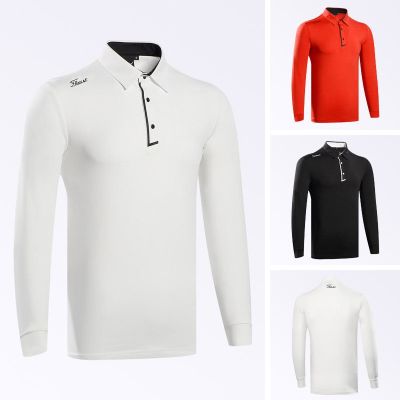 Spring and autumn golf mens windproof warm standing collar casual long-sleeved T-shirt sports ball clothing golf