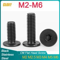 10-50Pcs M2 M2.5 M3 M4 M5 M6 CM Black Stainless Steel Hex Hexagon Socket Ultra Thin Super Low Flat Head Allen Cap Screw Bolt Screw Nut Drivers