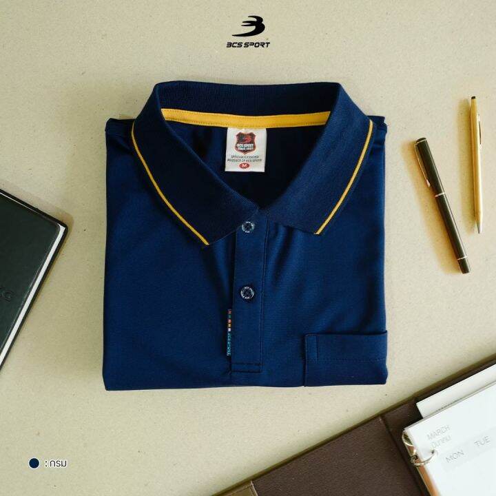 bcs-sport-เสื้อคอโปโลแขนสั้น-everyday-polo-สีกรม-มีไซส์-s-8l-รหัส-p002-เนื้อผ้า-สมูธ-โพลีเยสเตอร์