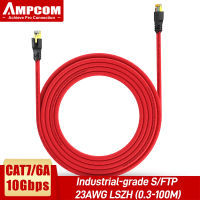 AMPCOM สายแพทช์อีเทอร์เน็ต Cat7/Cat6A S/ftp 23AWG เสื้อถักเต็มตัวสกรีน10Gbps สำหรับคอมพิวเตอร์เครื่องเราเตอร์แลปท็อปปรับแต่งความยาวได้0.3M-100M