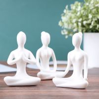 6 Styles Meditation Yoga Pose Statue Figurine Ceramic Yoga Figure Decor Ornament