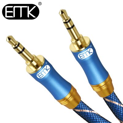 EMK AUX Jack 3.5mm Audio Cable Gold Plated 3.5 mm Male to 3.5mm Male Aux Cable for iPhone Car Headphone Speaker Auxiliary Cord