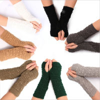 Women Woolen s Half Finger Arm Cover Riding Knitted Korean Cold Protection Short Fingerless Mittens Hand Warmer Winter