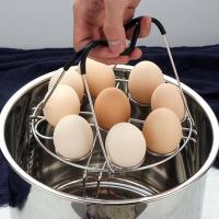 Silicone Handle Cooking Kitchen Stainless Steel Cookware Storage Eggs Steamer Rack Accessories Home Tool 9 Holes Basket Stand Pots Pans