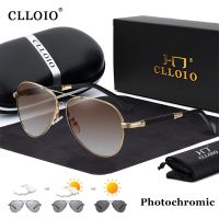 【CW】 CLLOIO New Titanium Alloy Sunglasses Polarized Men 39;s Sun Glasses Women Fashion Pilot Gradient Eyewear Photochromic Oculos De Sol