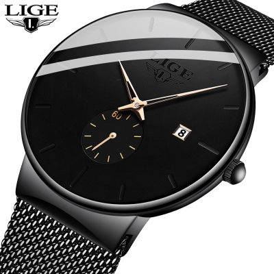 LIGE 2022 Fashion Mens Watches Top nd Luxury Quartz Watch Men Casual Slim Mesh Steel Waterproof Sport Watch Relogio Masculino