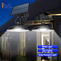 【In stock】Vimite Solar Pendant Led Light 3M Cable Outdoor Waterproof Hanging Lamp 1/2  Head Ceiling Chandelier Lamp for Garden Yard Gate