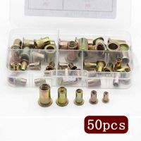 50Pcs/set M3 M4 M5 M6 M8 Zinc Plated Knurled Nuts Rivnut Flat Head Threaded Rivet Insert Nutsert Cap Rivet Nut